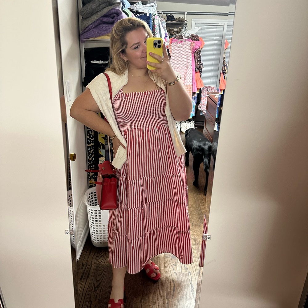 Red and White Striped Nap Dress